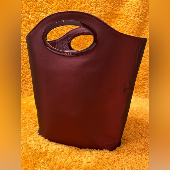 Gucci Bordeaux Nylon Bucket Tote - COA - Picture 4 of 13